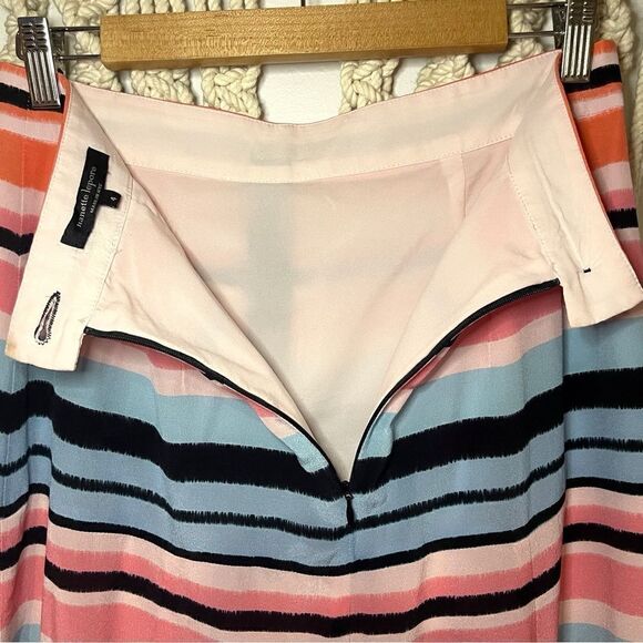 Nanette Lepore Maxi Skirt SZ 4 Bright Silk Stripes Summer Capsule Wardrobe - Picture 3 of 10